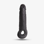 Double Hole Silicone Black Penis Sleeve 9 inch