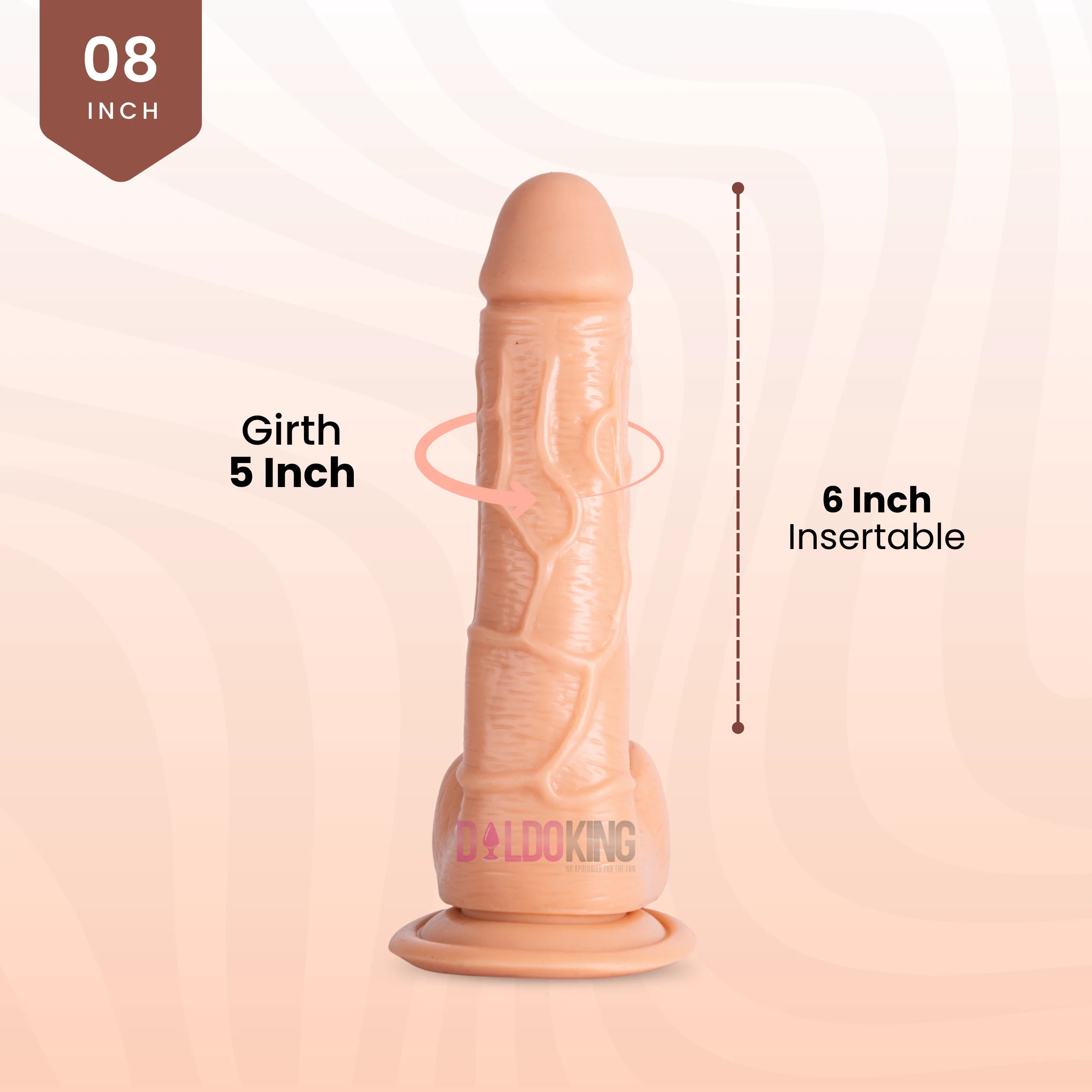 8 Inch Realistic Dildo with Textured Veins