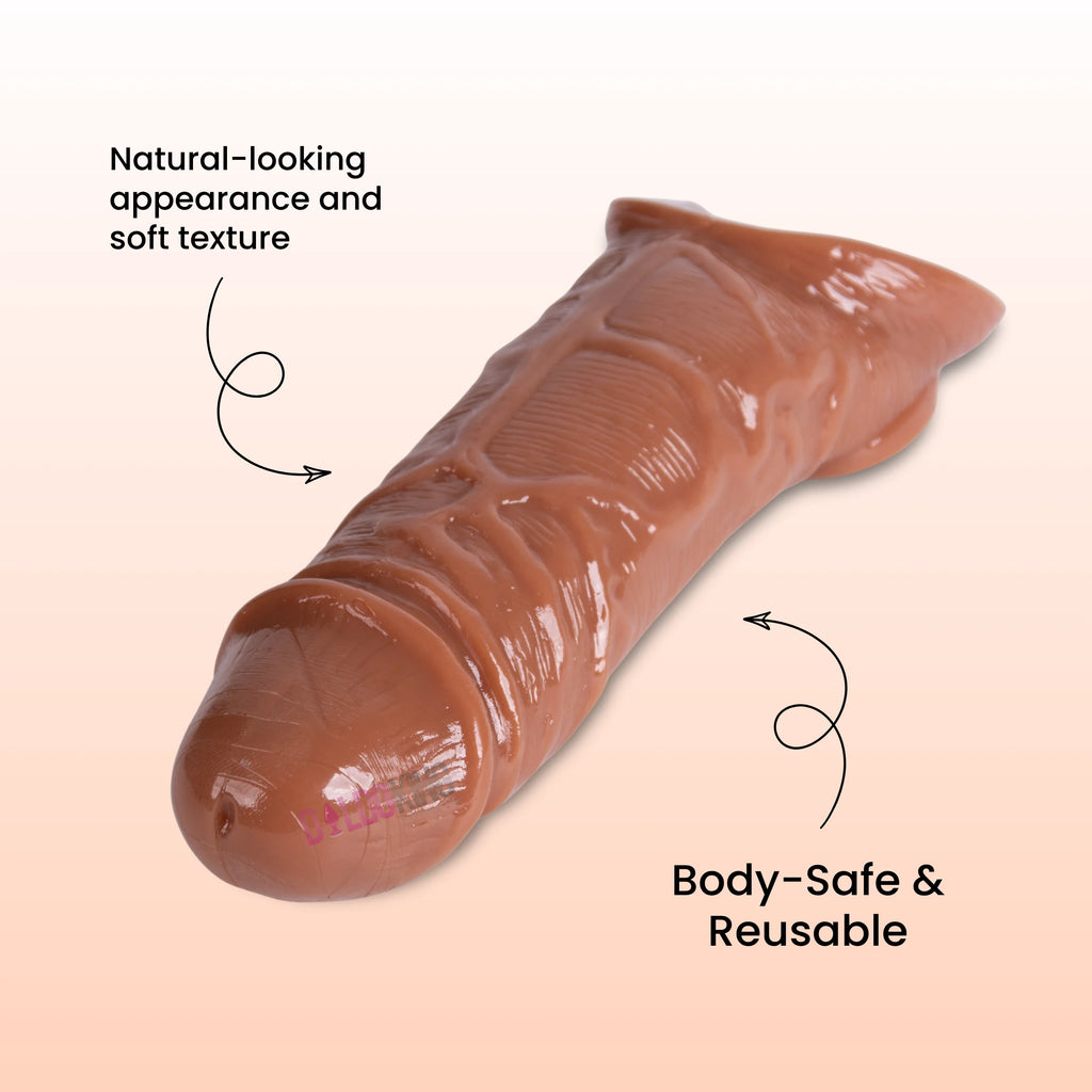 8 Inch Chocolaty Dragon Condom with Textured Veins