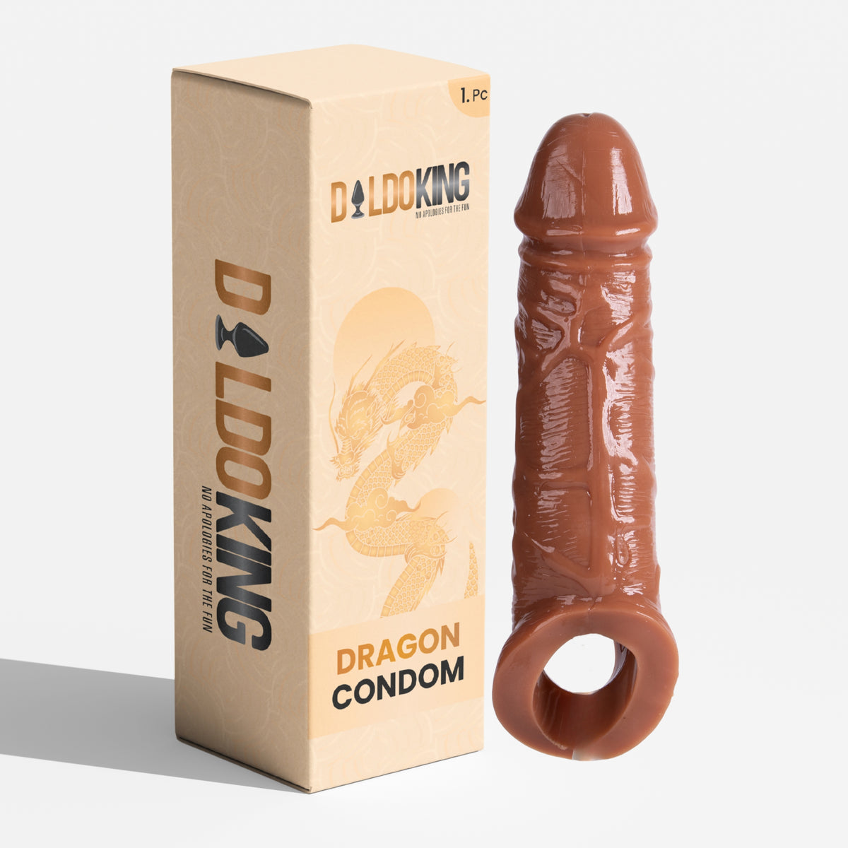 7 Inch Chocolaty Dragon Condom with Textured Veins