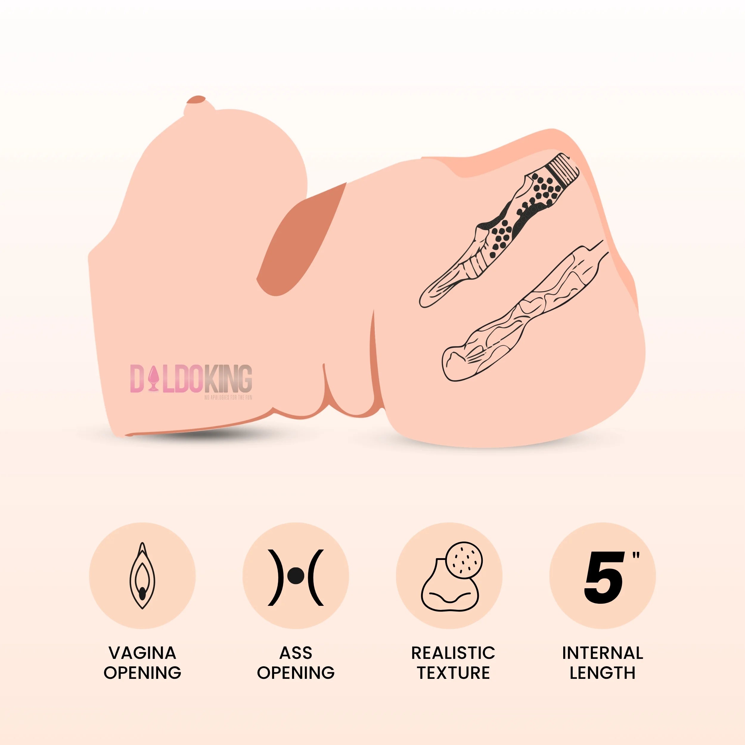 Realistic Masturbator Doll with Boobs – Soft Textured Design