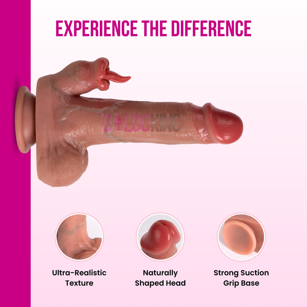 Realistic Dildo with Tongue - 8 inch