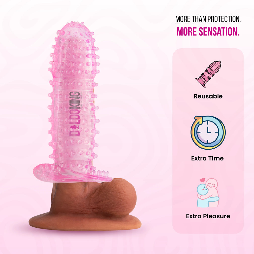 Crystal Condom with Spikes Supersoft Prolong Sex Time Sleeve  - 5 inch stretched